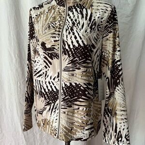 Zenergy by Chicos Neema Palm Fan lightweight zip front jacket size 1/Med